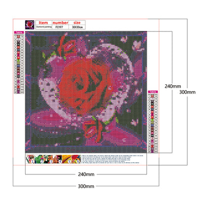 Heart Rose - Square Drill Diamond Painting 30*30CM