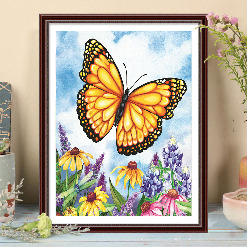 Flowers Butterflies - Full Round Drill Diamond Painting 30*40CM