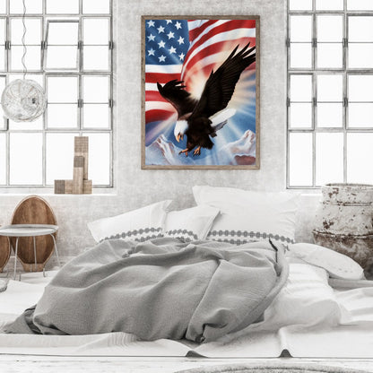 Flag Eagle - Full Round Drill Diamond Painting 30*40CM