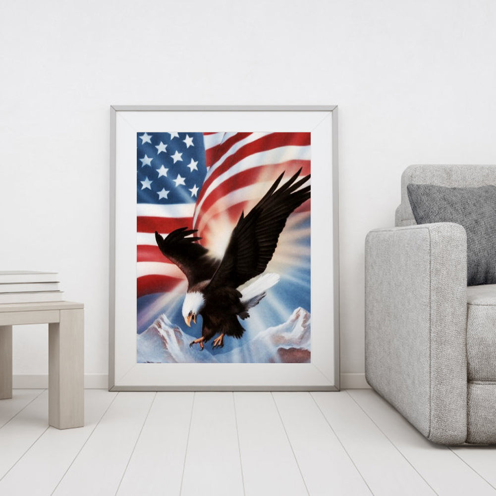 Flag Eagle - Full Round Drill Diamond Painting 30*40CM