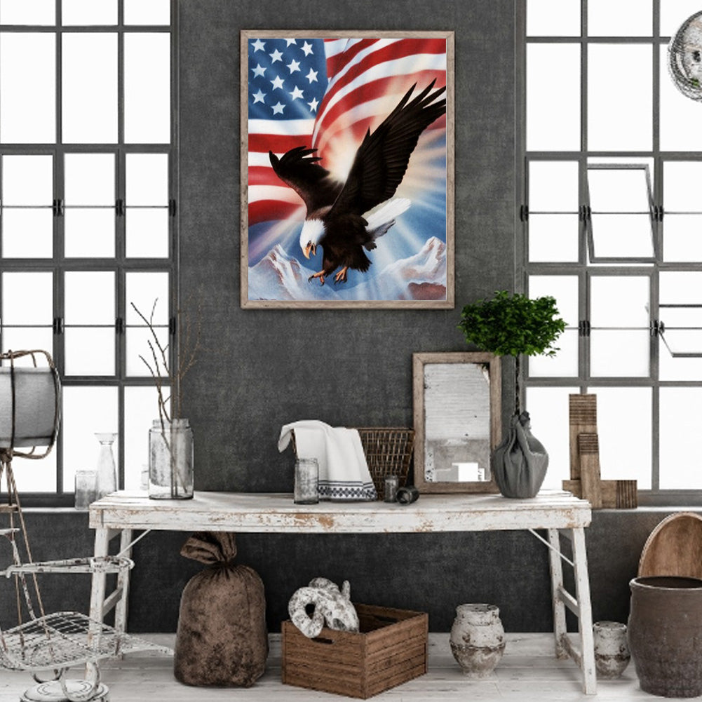 Flag Eagle - Full Round Drill Diamond Painting 30*40CM