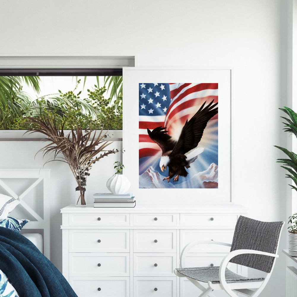 Flag Eagle - Full Round Drill Diamond Painting 30*40CM