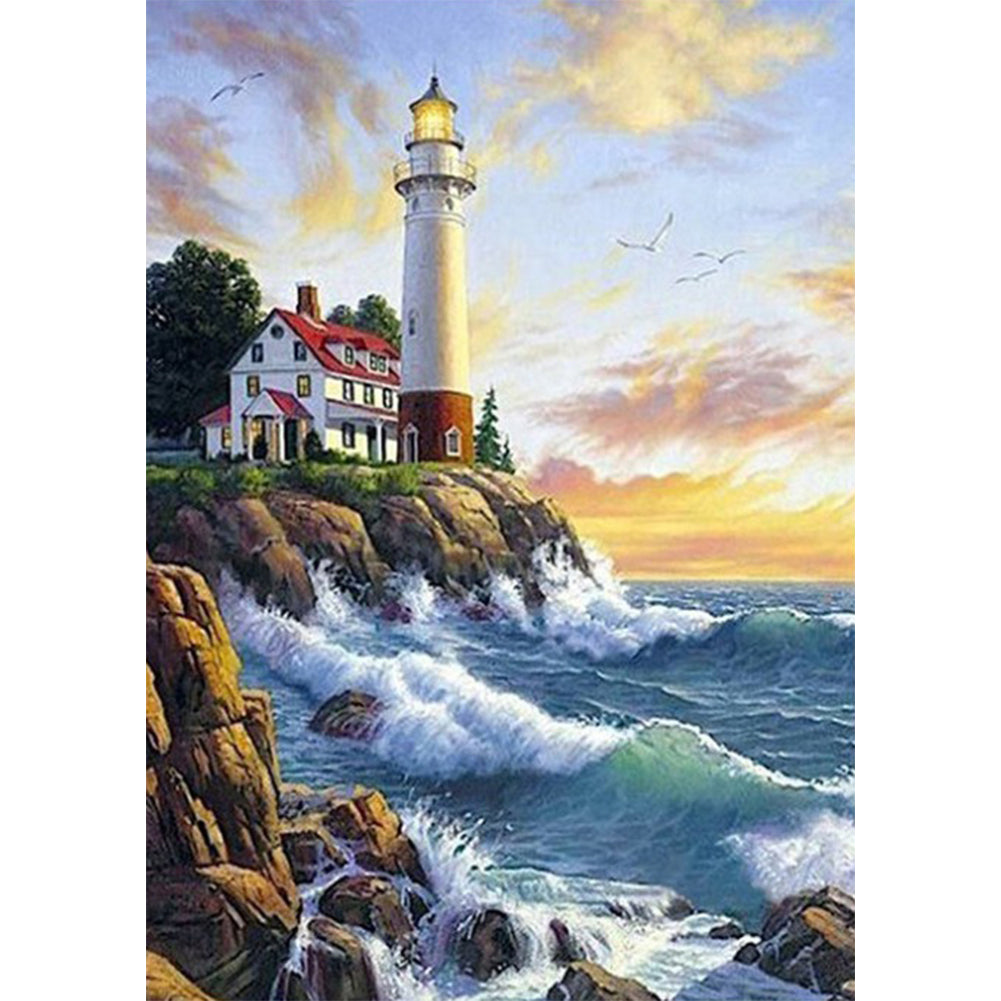 Seaside Lighthouse - Full Round Drill Diamond Painting 30*40CM