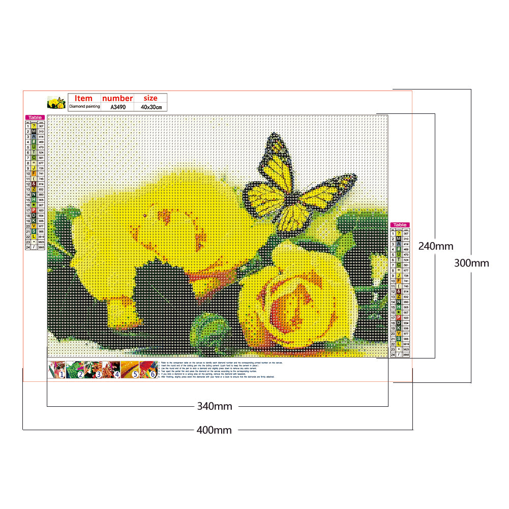 Yellow Rose - Full Round Drill Diamond Painting 40*30CM