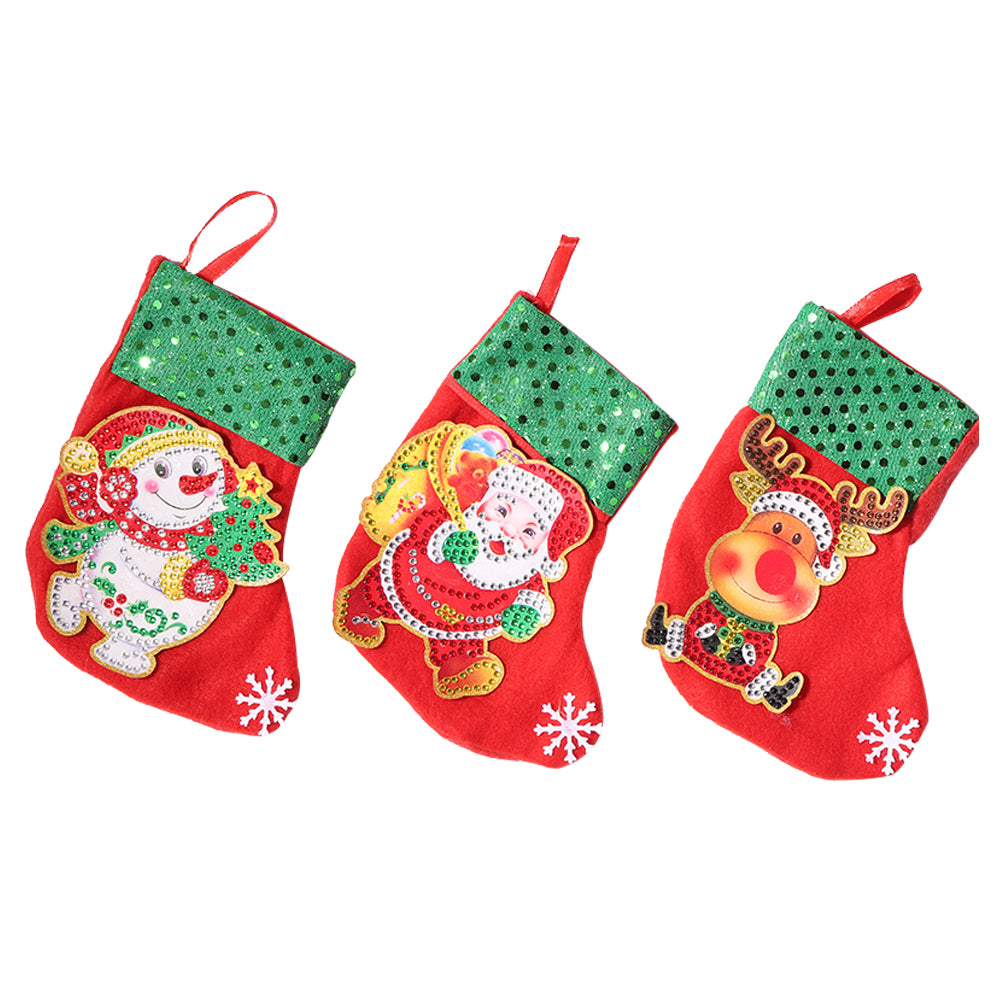 3pcs Christmas Stockings Hanging Pendants DIY Diamond Painting Artwork Kit