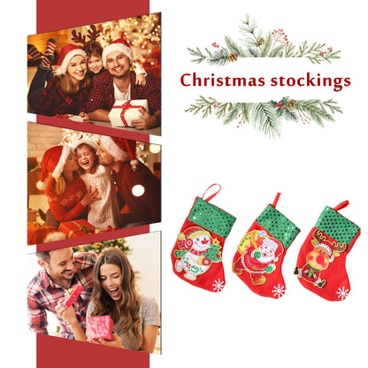 3pcs Christmas Stockings Hanging Pendants DIY Diamond Painting Artwork Kit