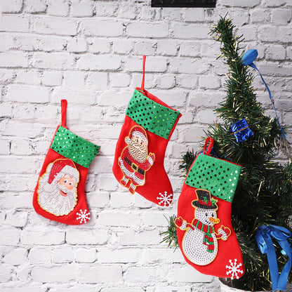 3pcs Christmas Stockings Hanging Pendants DIY Diamond Painting Artwork Kit