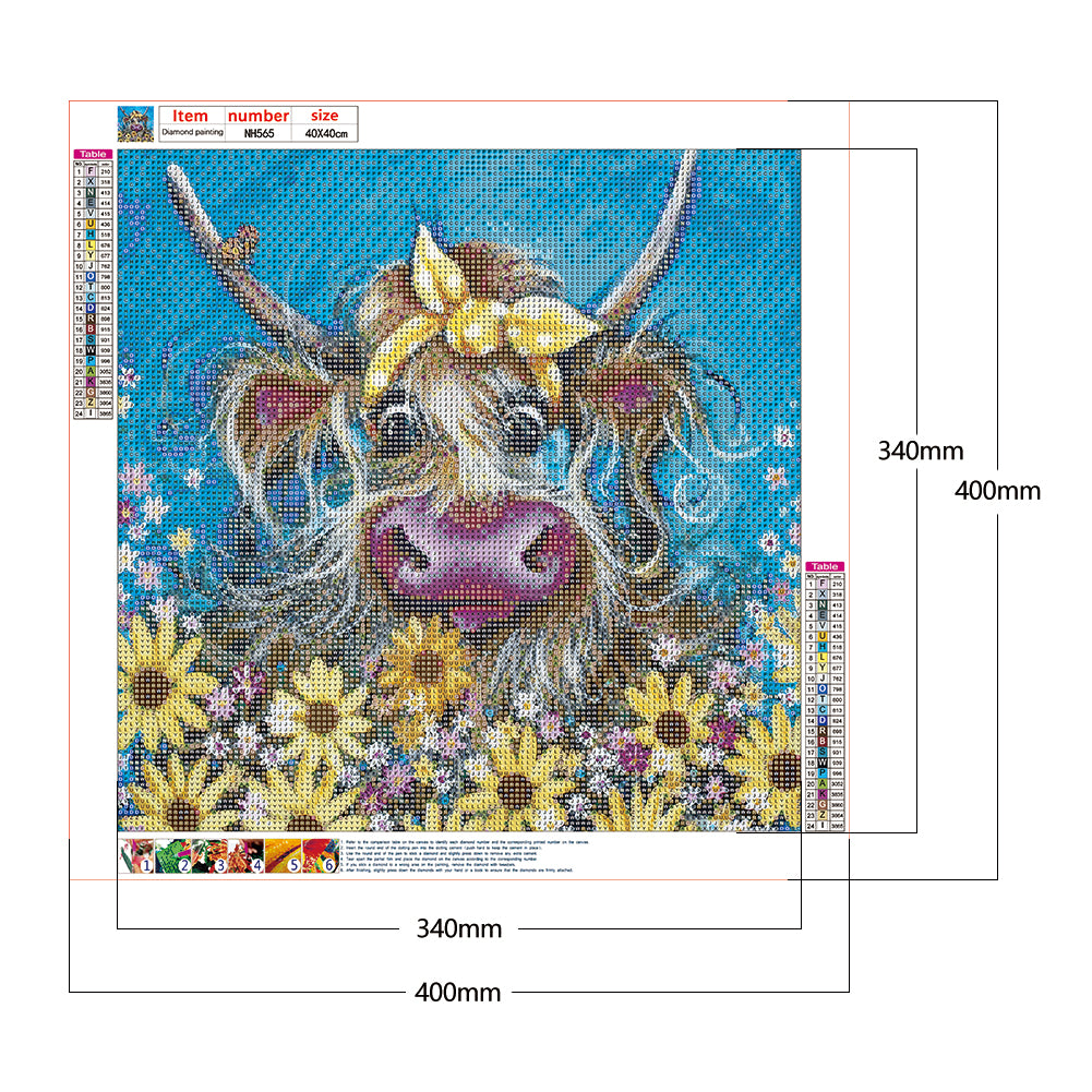 Cattle Flowers - Full Round Drill Diamond Painting 40*40CM