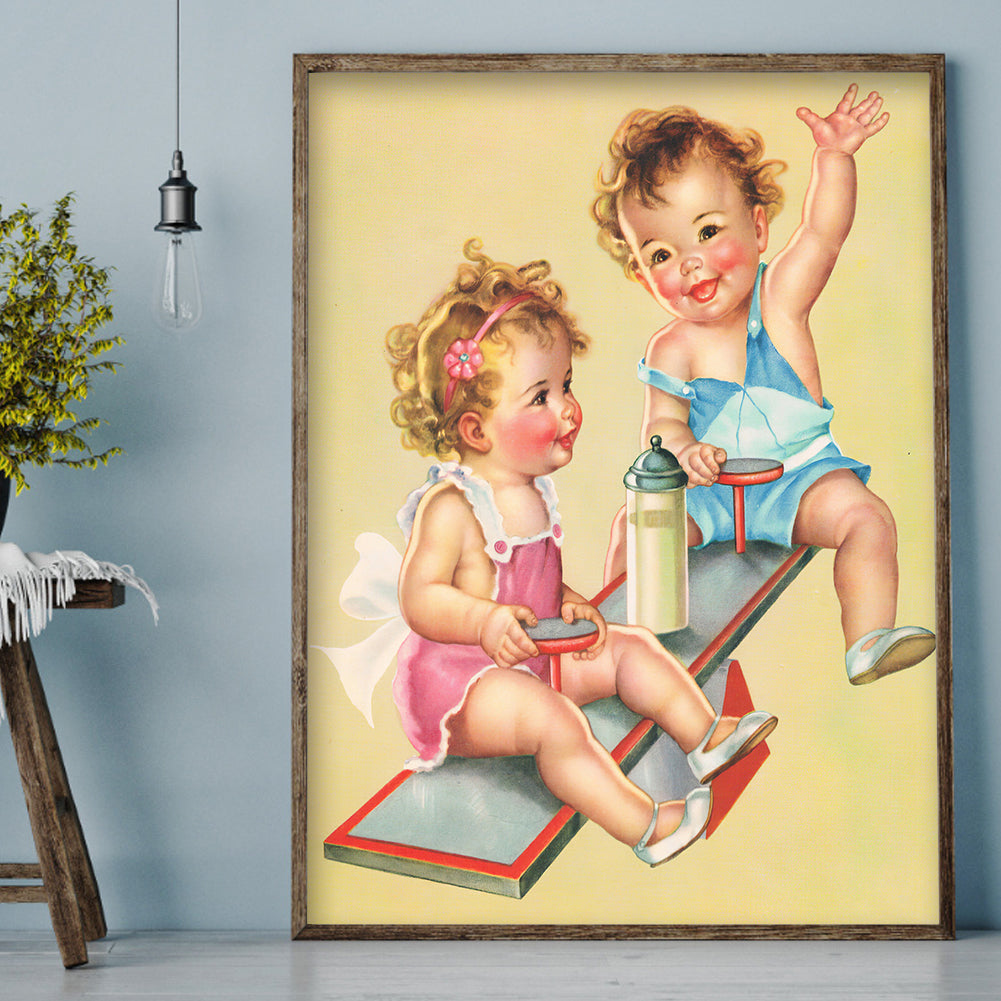 Seesaw Kids - Full Round Drill Diamond Painting 30*40CM