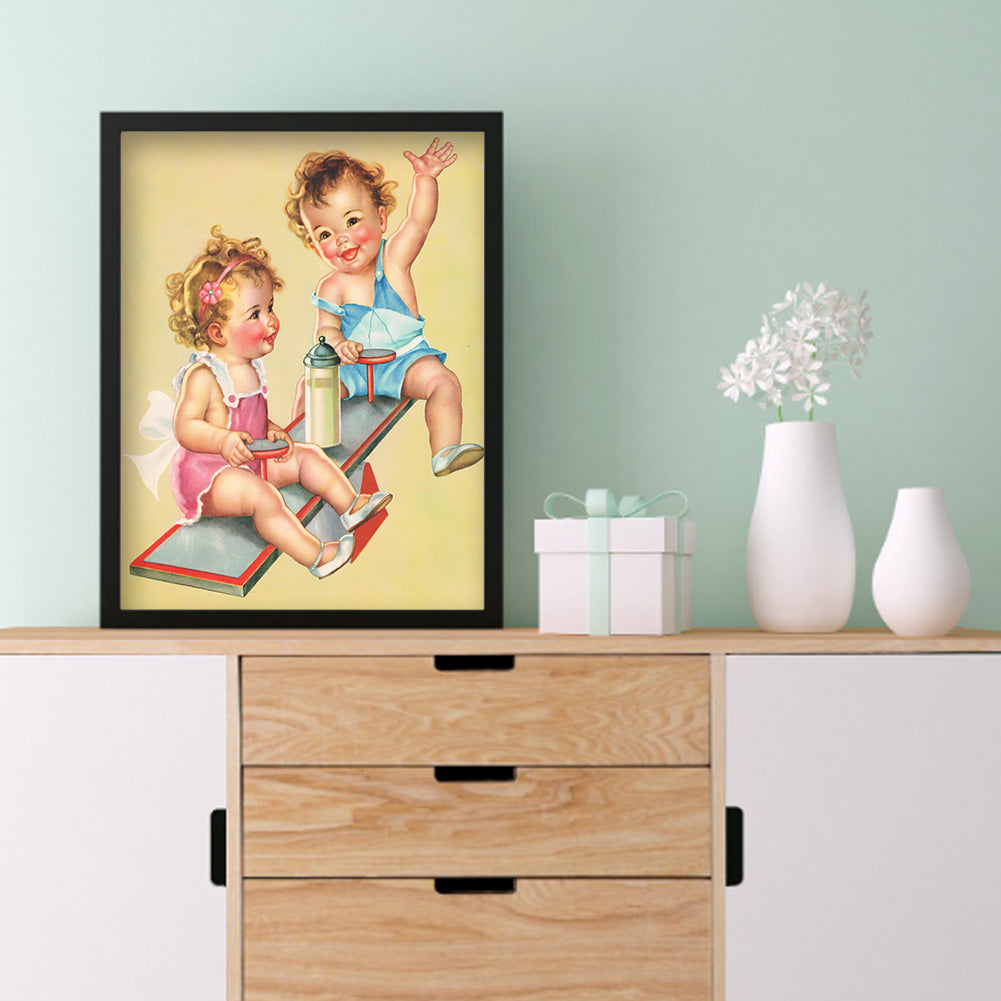 Seesaw Kids - Full Round Drill Diamond Painting 30*40CM