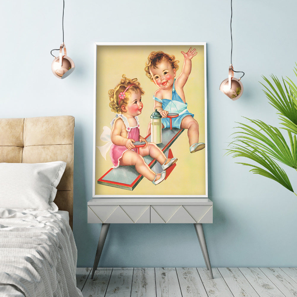 Seesaw Kids - Full Round Drill Diamond Painting 30*40CM