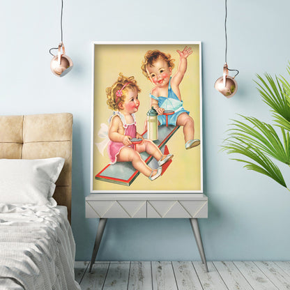 Seesaw Kids - Full Round Drill Diamond Painting 30*40CM