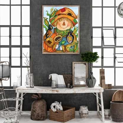 Cute Scarecrow - Full Round Drill Diamond Painting 40*50CM
