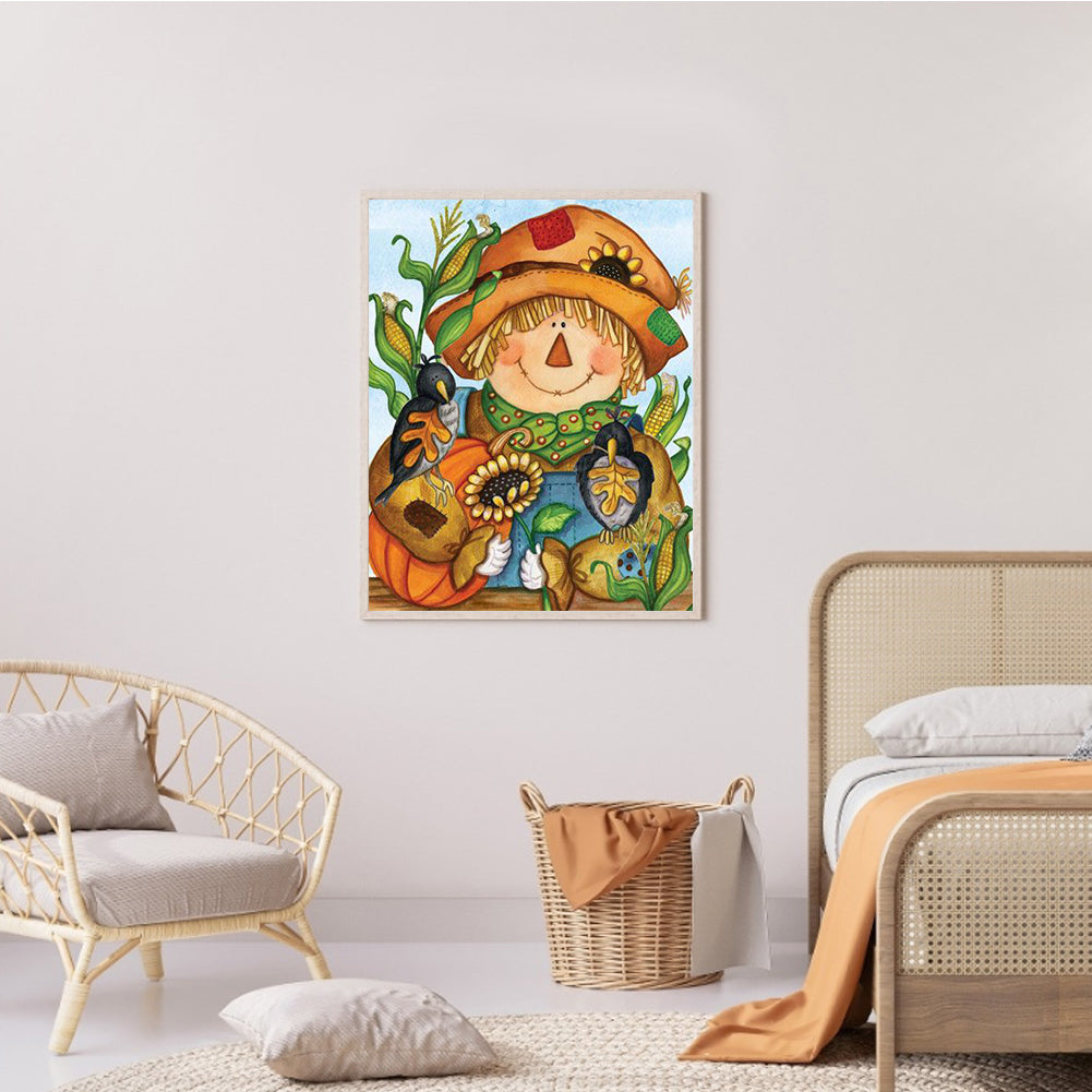 Cute Scarecrow - Full Round Drill Diamond Painting 40*50CM