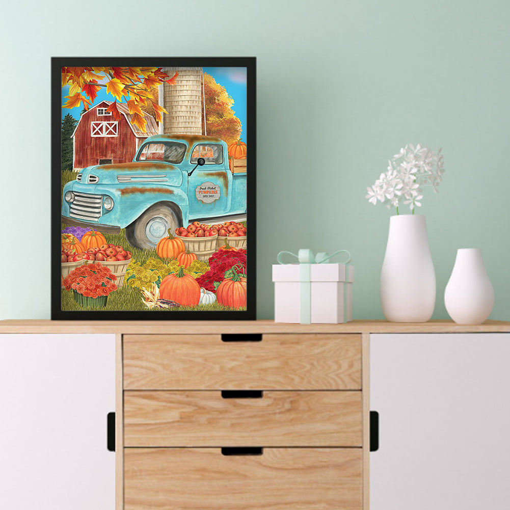 Pumpkin Car - Full Round Drill Diamond Painting 30*40CM