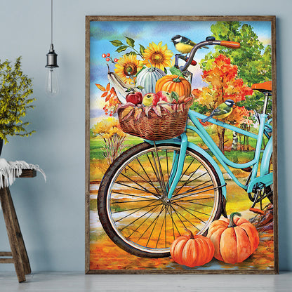 Pumpkin Bike - Full Round Drill Diamond Painting 30*40CM
