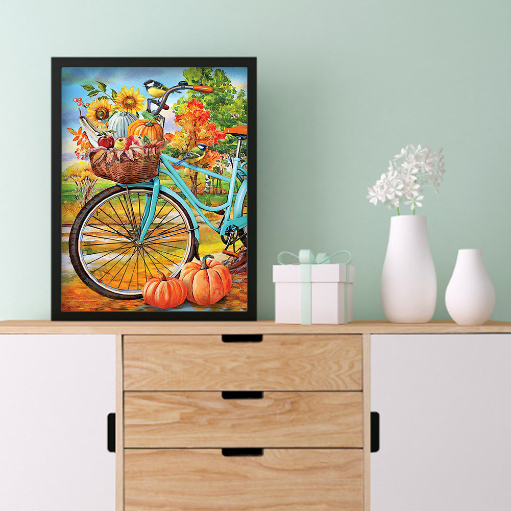 Pumpkin Bike - Full Round Drill Diamond Painting 30*40CM
