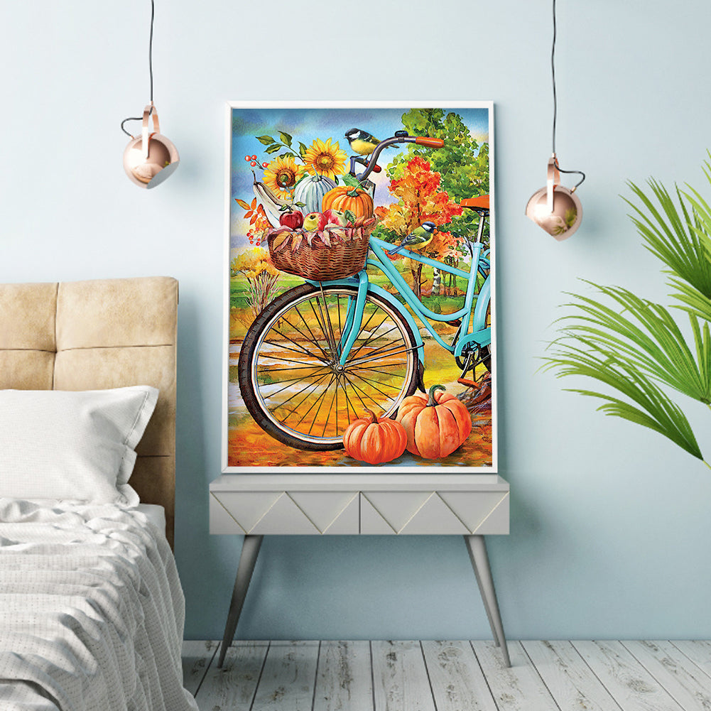 Pumpkin Bike - Full Round Drill Diamond Painting 30*40CM
