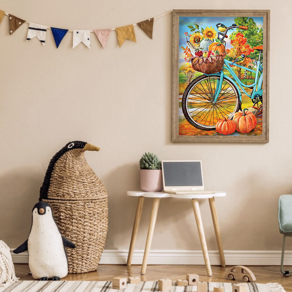 Pumpkin Bike - Full Round Drill Diamond Painting 30*40CM