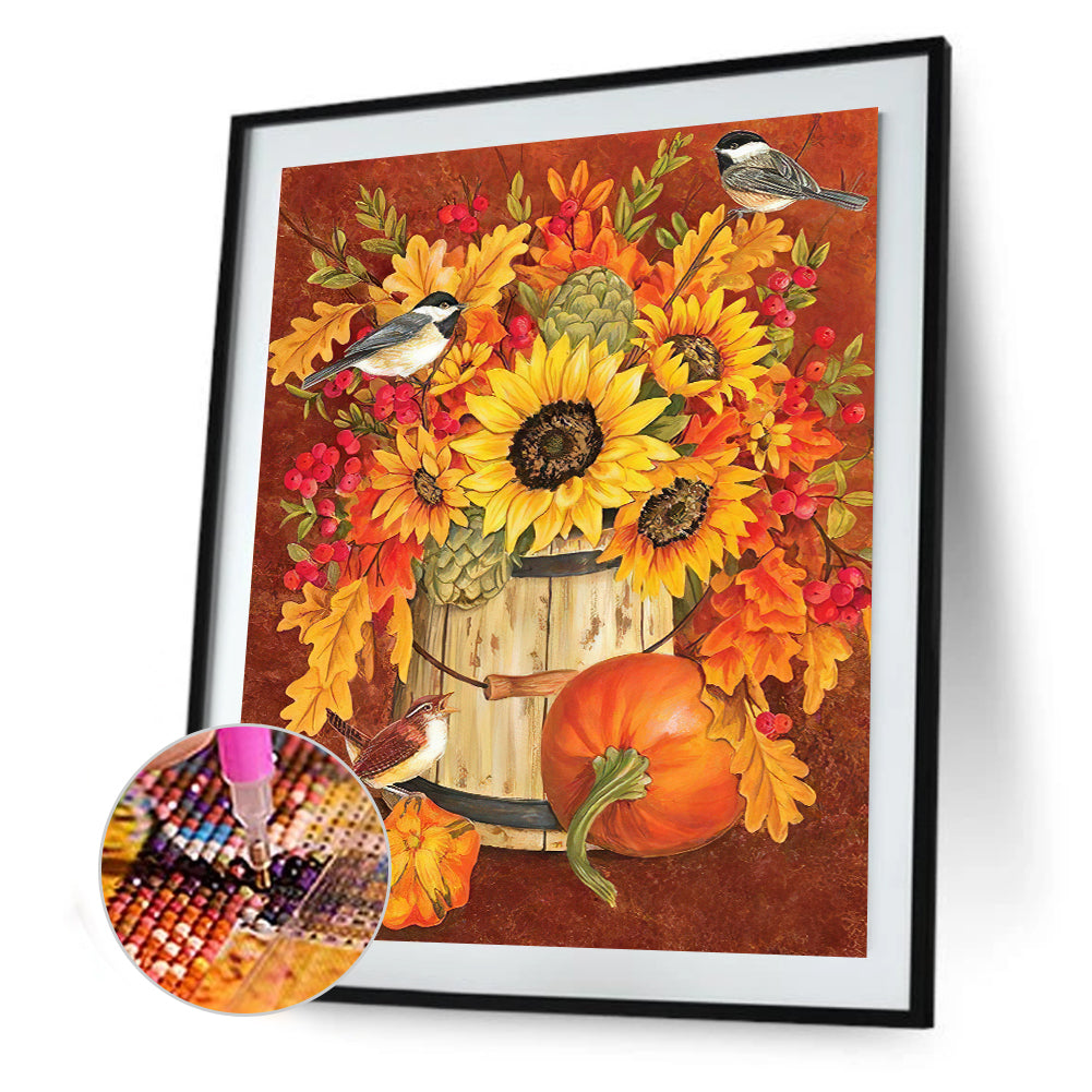 Sunflower Pumpkin - Full Round Drill Diamond Painting 30*40CM