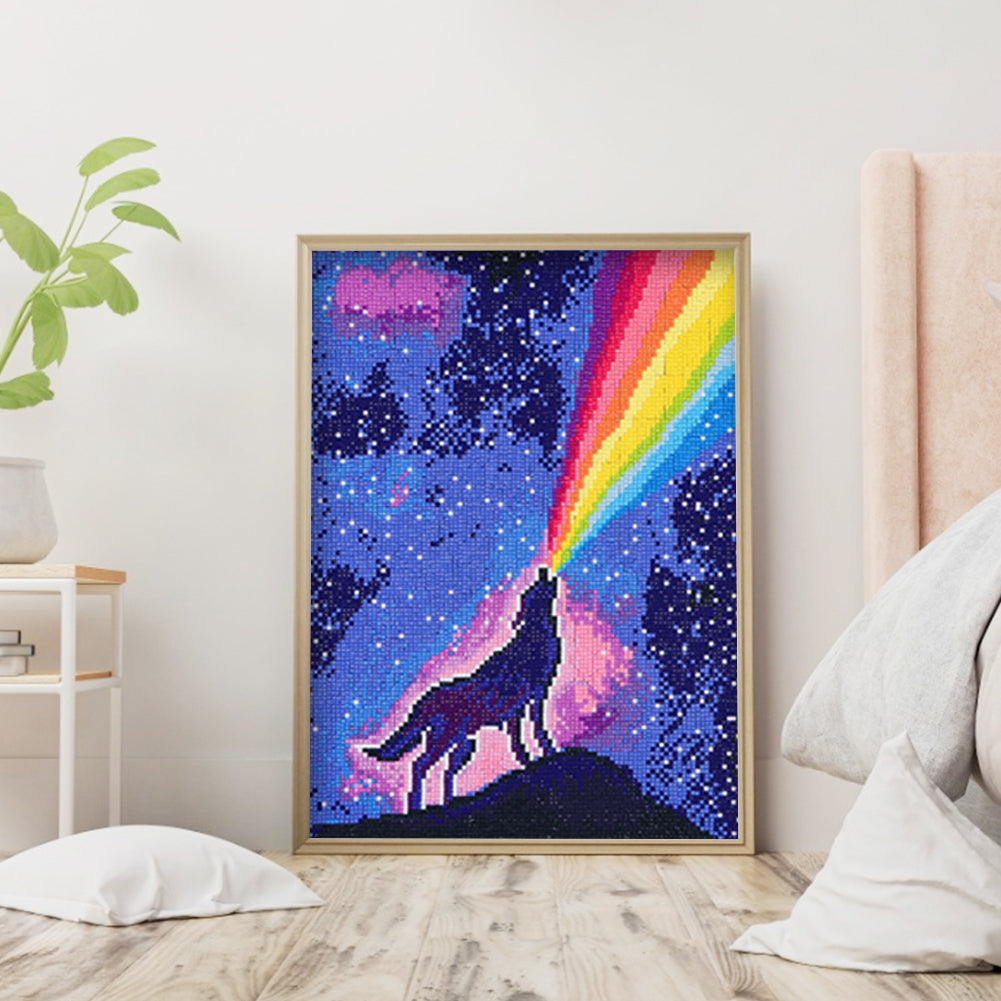 Rainbow Wolf - Square Drill Diamond Painting 30*40CM