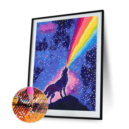 Rainbow Wolf - Square Drill Diamond Painting 30*40CM