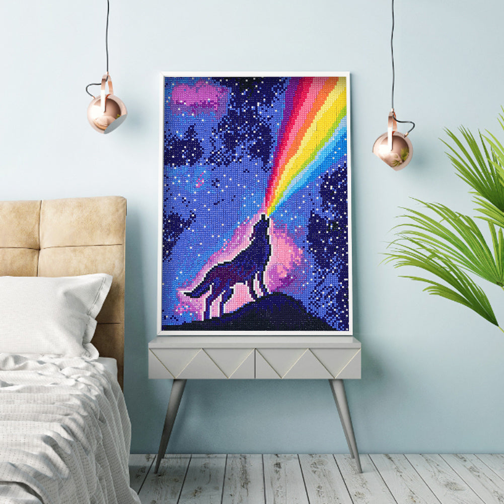 Rainbow Wolf - Square Drill Diamond Painting 30*40CM