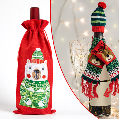 DIY Special Shaped Drill Diamond Painting Christmas Wine Bottle Bags Covers