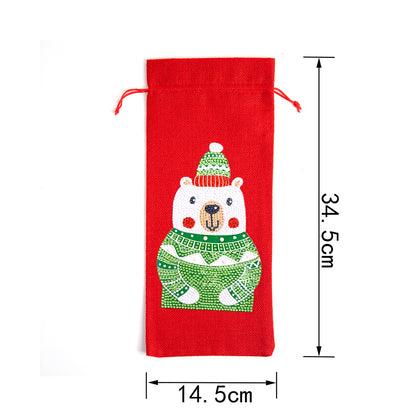 DIY Special Shaped Drill Diamond Painting Christmas Wine Bottle Bags Covers