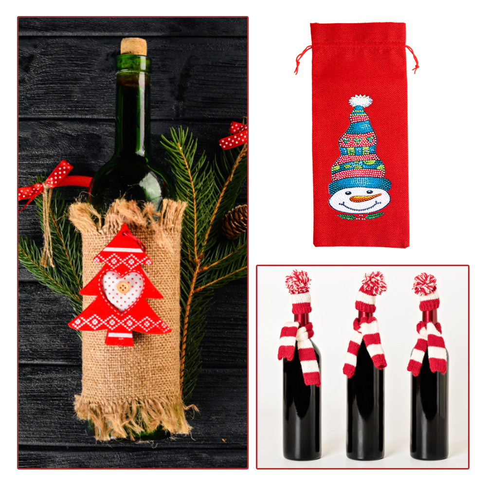 DIY Special Shaped Drill Diamond Painting Christmas Wine Bottle Bags Covers