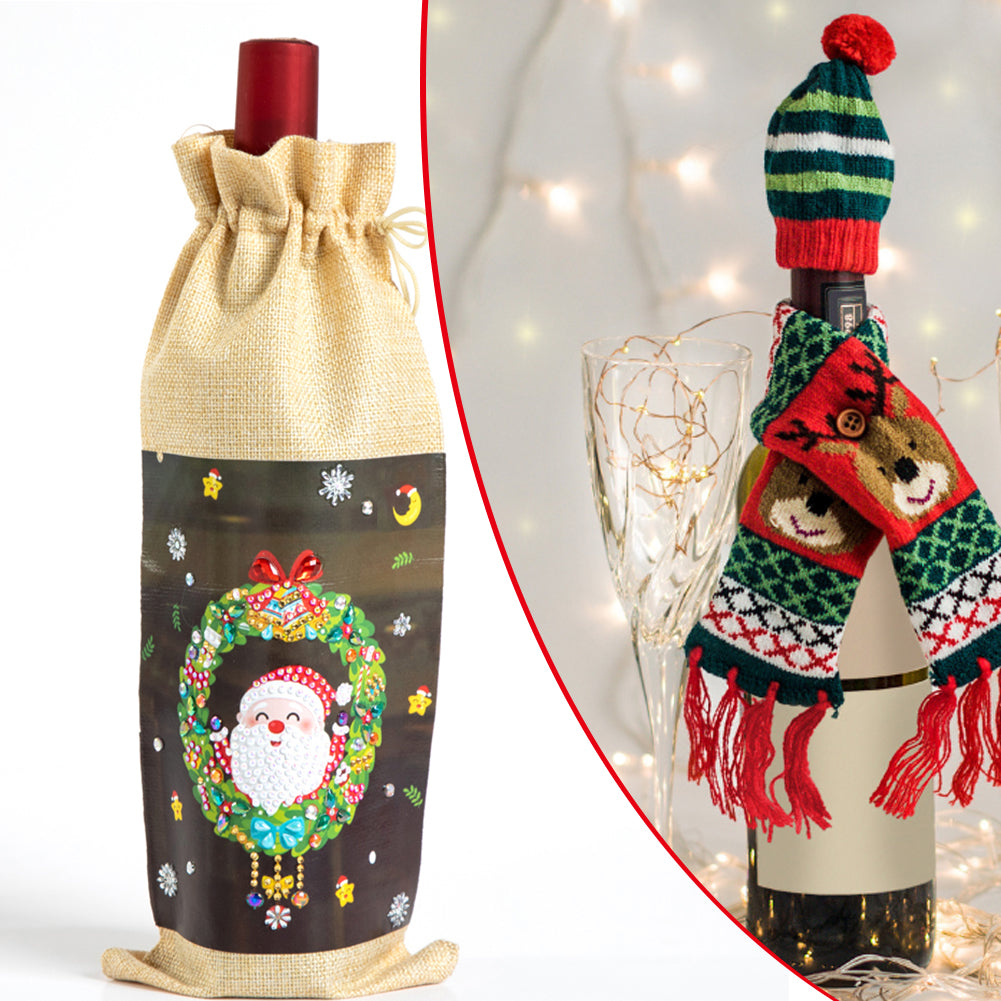 DIY Special Shaped Drill Diamond Painting Christmas Wine Bottle Bags Covers