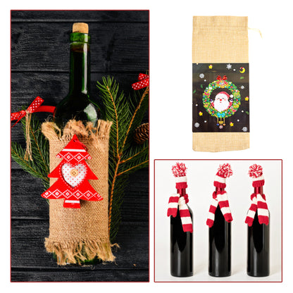 DIY Special Shaped Drill Diamond Painting Christmas Wine Bottle Bags Covers