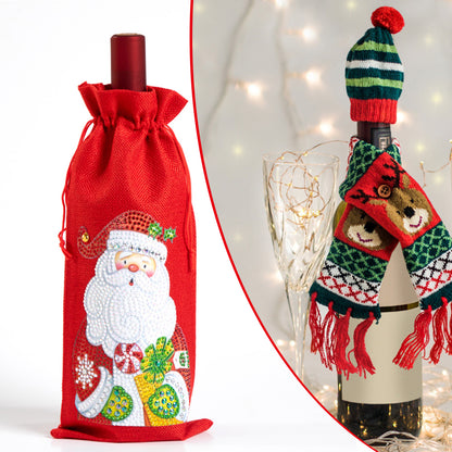 DIY Special Shaped Drill Diamond Painting Christmas Wine Bottle Bags Covers