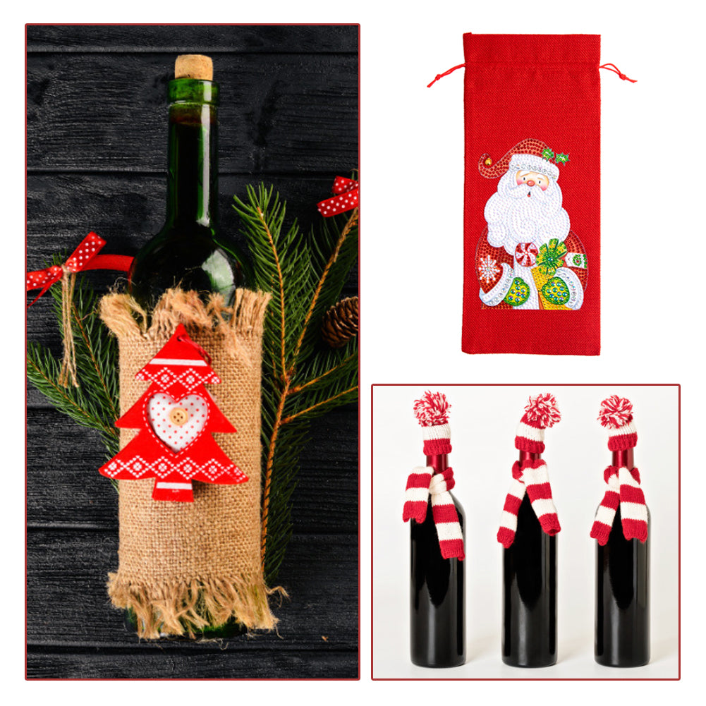 DIY Special Shaped Drill Diamond Painting Christmas Wine Bottle Bags Covers