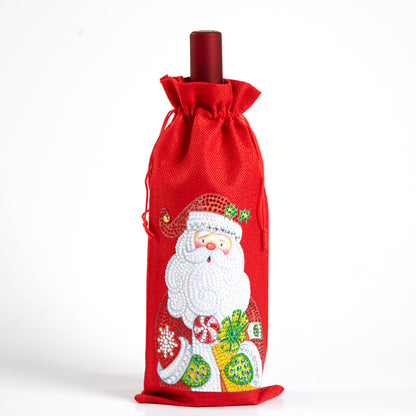 DIY Special Shaped Drill Diamond Painting Christmas Wine Bottle Bags Covers