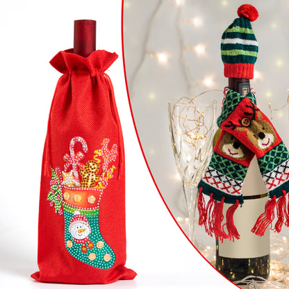 DIY Special Shaped Drill Diamond Painting Christmas Wine Bottle Bags Covers