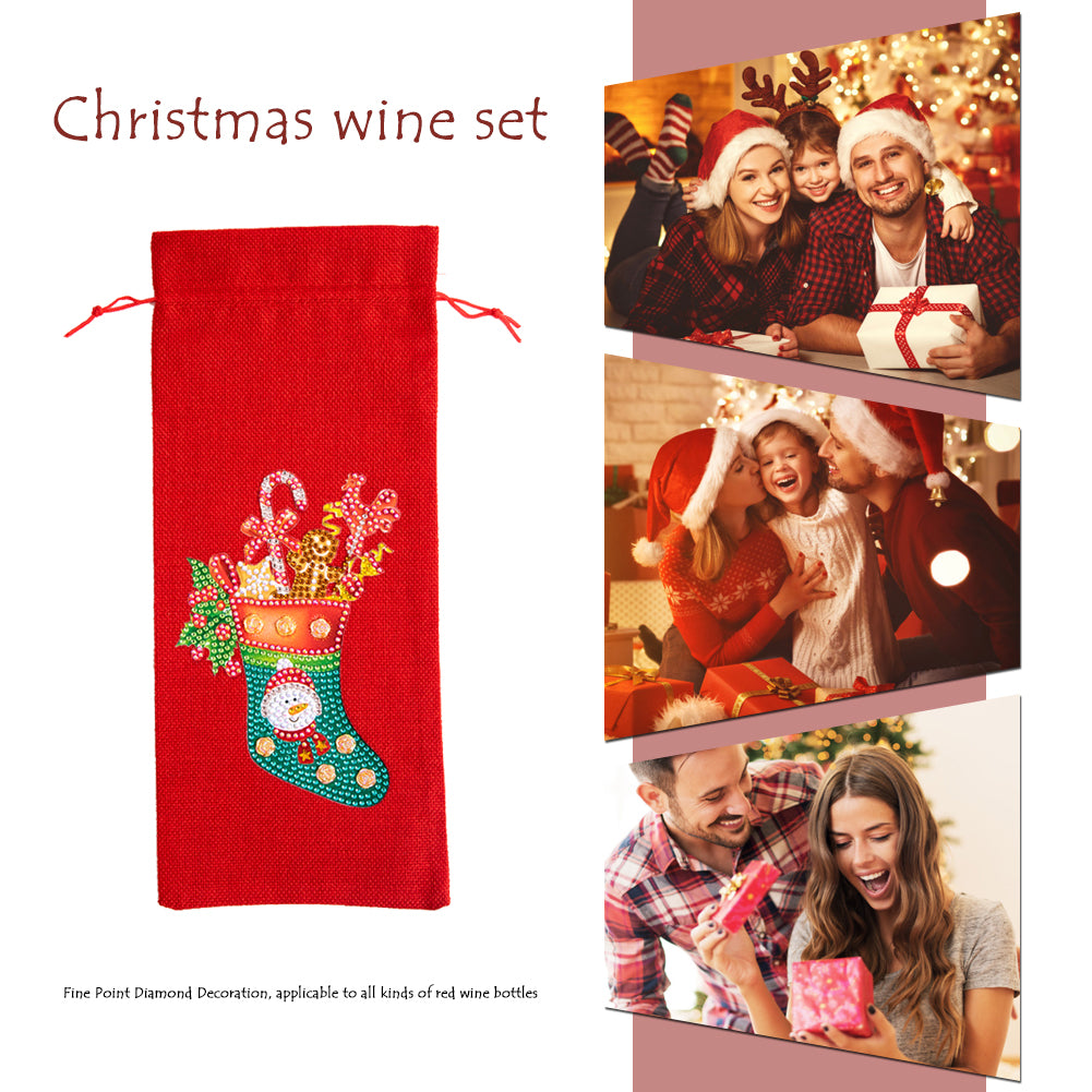 DIY Special Shaped Drill Diamond Painting Christmas Wine Bottle Bags Covers