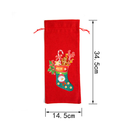 DIY Special Shaped Drill Diamond Painting Christmas Wine Bottle Bags Covers