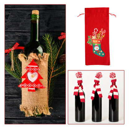 DIY Special Shaped Drill Diamond Painting Christmas Wine Bottle Bags Covers