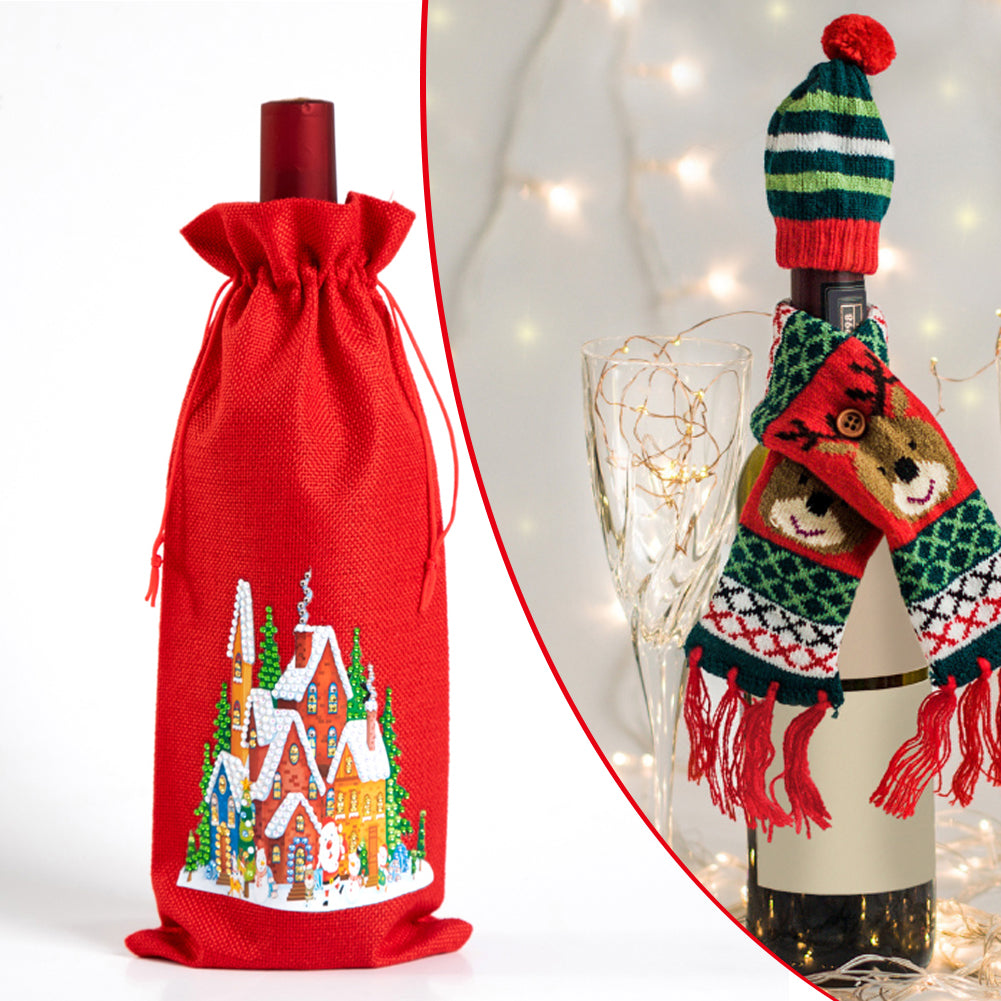 DIY Special Shaped Drill Diamond Painting Christmas Wine Bottle Bags Covers