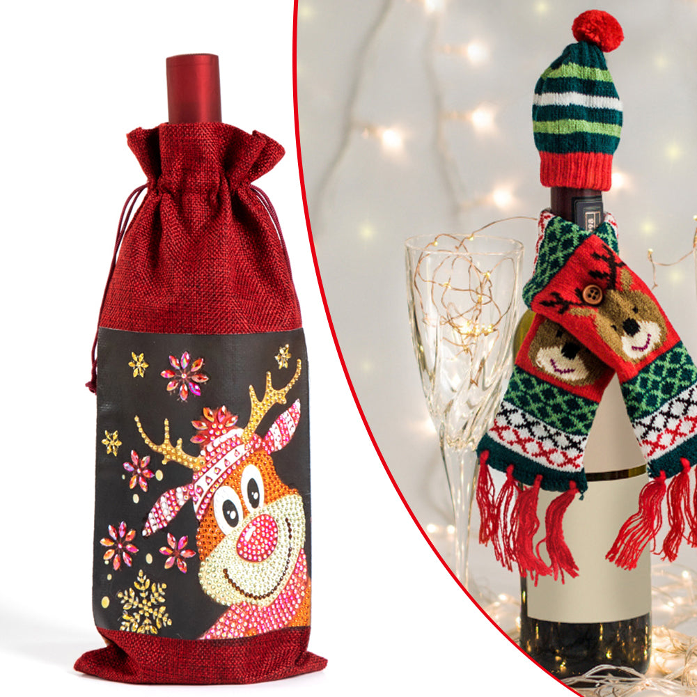 DIY Special Shaped Drill Diamond Painting Christmas Wine Bottle Bags Covers