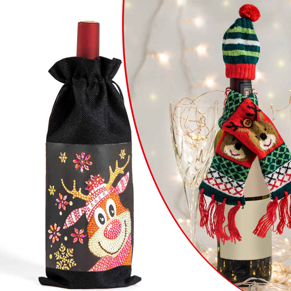 DIY Special Shaped Drill Diamond Painting Christmas Wine Bottle Bags Covers