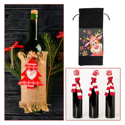 DIY Special Shaped Drill Diamond Painting Christmas Wine Bottle Bags Covers