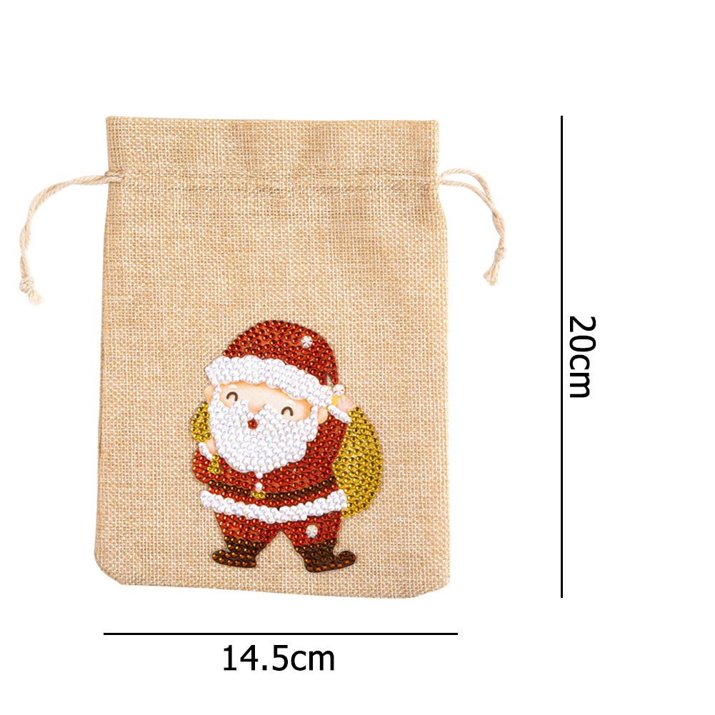 5D DIY Diamond Painting Christmas Linen Gift Bag Cartoon Home Table Decor