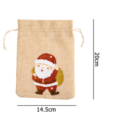 5D DIY Diamond Painting Christmas Linen Gift Bag Cartoon Home Table Decor