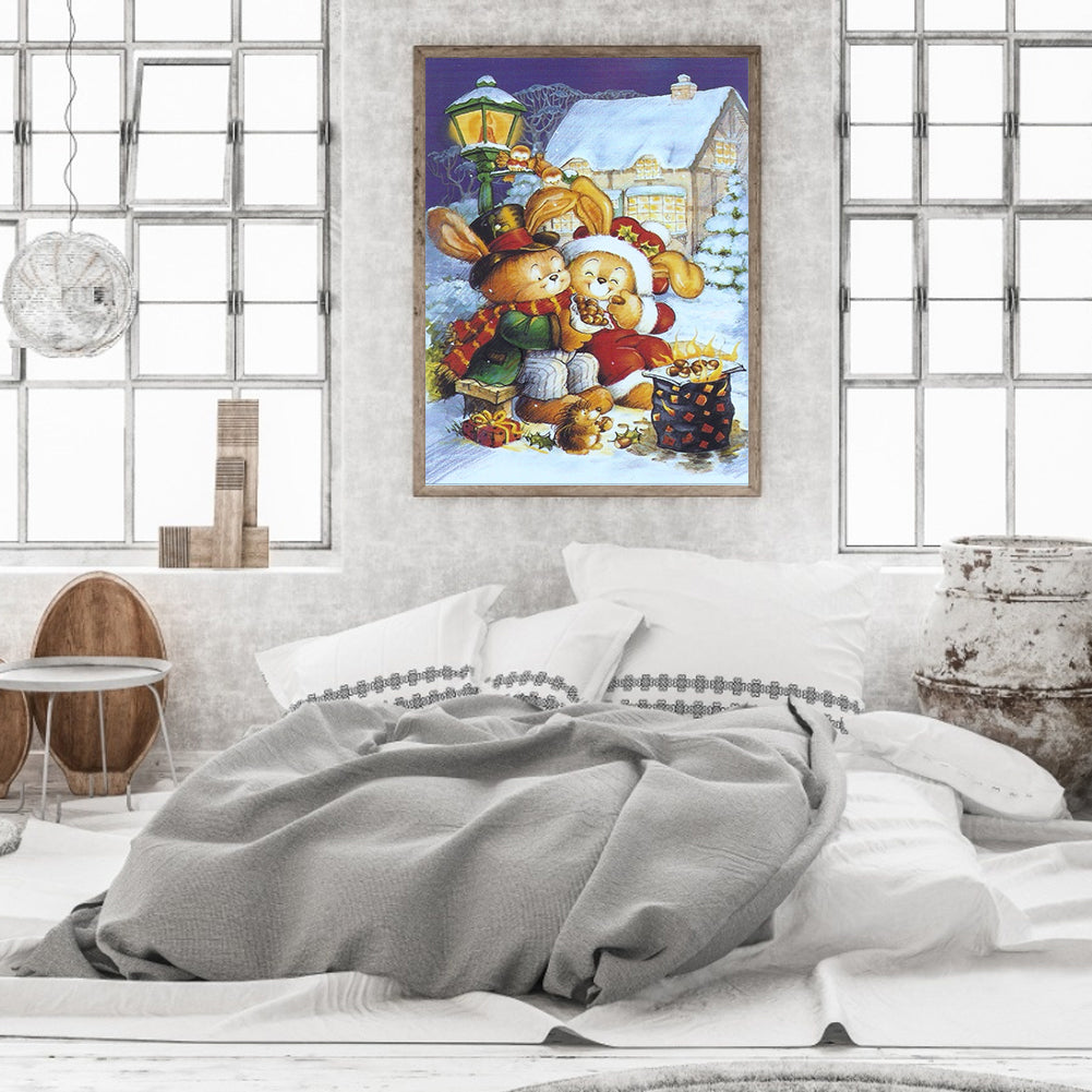 Rabbit Couple - Full Round Drill Diamond Painting 30*40CM