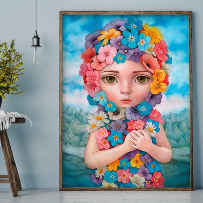 Flower Girl - Full Round Drill Diamond Painting 30*40CM