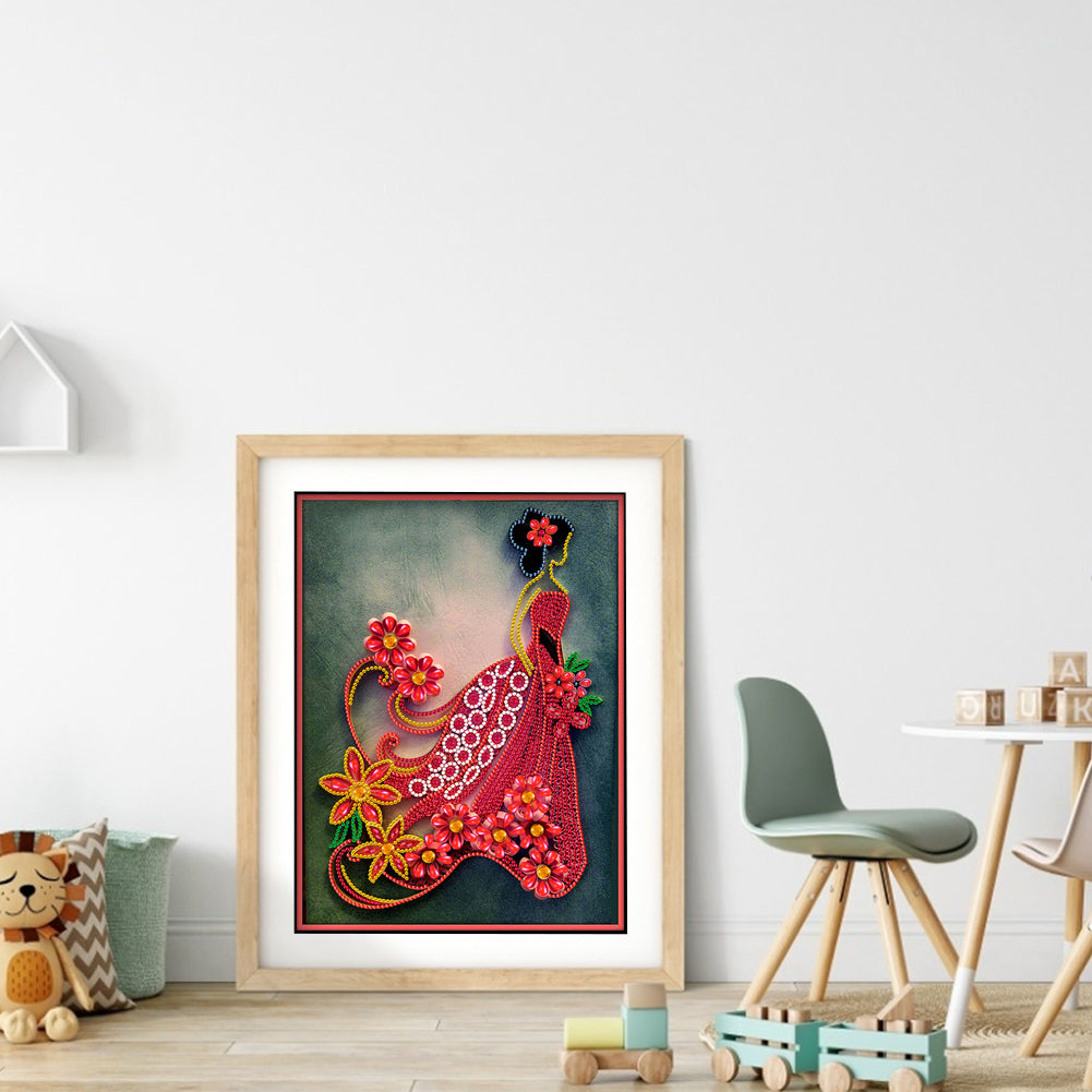Dress Ladies - Special Shaped Drill Diamond Painting 30*40CM