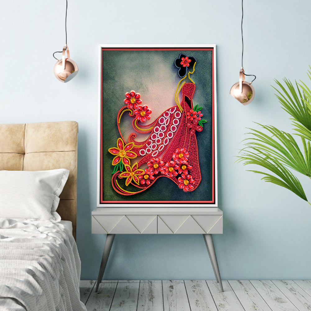 Dress Ladies - Special Shaped Drill Diamond Painting 30*40CM