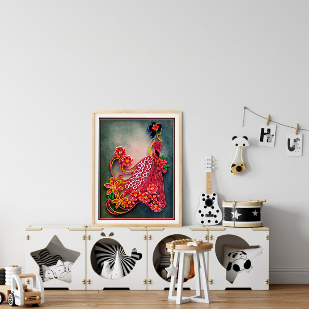 Dress Ladies - Special Shaped Drill Diamond Painting 30*40CM